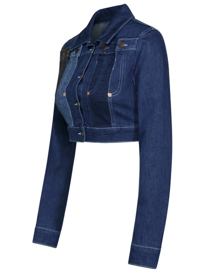 Moschino Pointed-flat Collar Cotton-blend Jacket In Blue