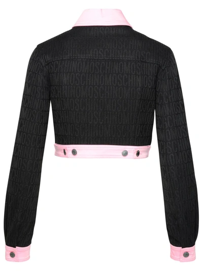 Shop Moschino Logo Black Cotton Blend Jacket