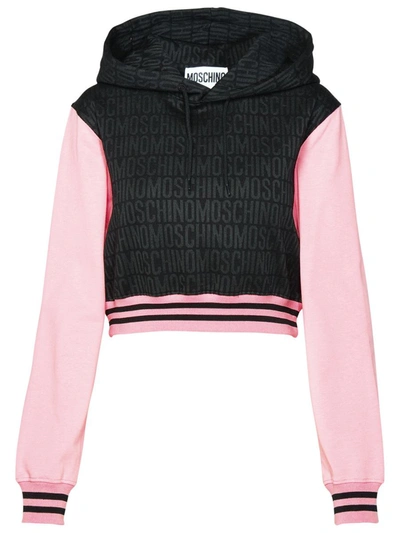 Shop Moschino Logo Black Cotton Blend Sweatshirt