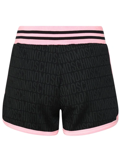 Shop Moschino Logo Black Cotton Blend Shorts