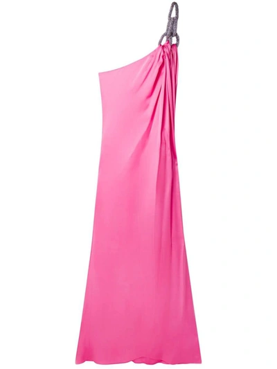 Shop Stella Mccartney Crystal One-shoulder Long Dress In Pink