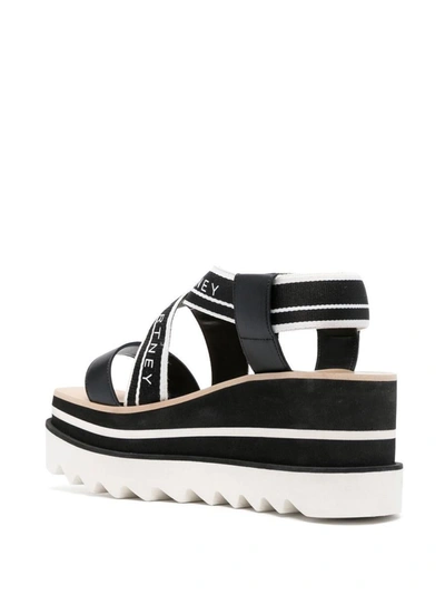 Shop Stella Mccartney Sneak Elyse Striped Platform Sandals In Black