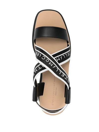 Shop Stella Mccartney Sneak Elyse Striped Platform Sandals In Black