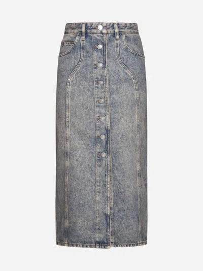 Shop Marant Etoile Vandy Denim Midi Skirt In Pinkish Blue