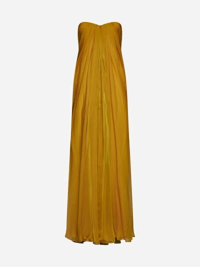 Shop Alexander Mcqueen Silk Bustier Long Dress In Saffron