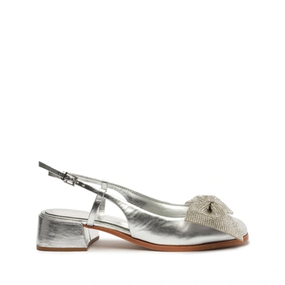 Shop Schutz Dorothy Bow Leather Pump In Silver