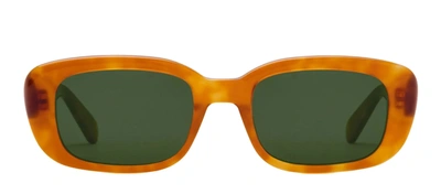 Shop Krewe Milan Amaro + Chamomile Rectangle Sunglasses In Green