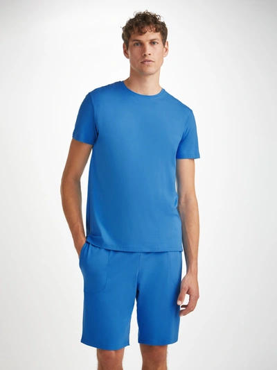 Shop Derek Rose Men's Lounge Shorts Basel Micro Modal Stretch Azure Blue