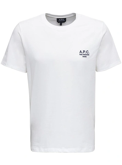 Shop Apc White Crew Neck T-shirt In Cotton Man
