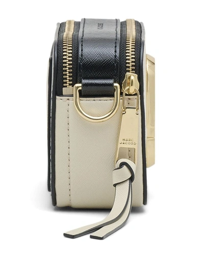Shop Marc Jacobs 'the Snapshot' Grey Shoulder Bag With Metal Logo At The Front In Leather Woman In White