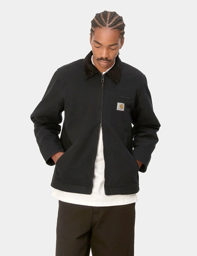 Shop Carhartt -wip Detroit Jacket (heavy Stone Wash) In Black