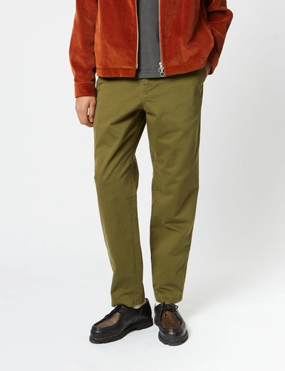 Shop Bhode Everyday Pant Italian Cotton (relaxed, Straight) In Olive Green