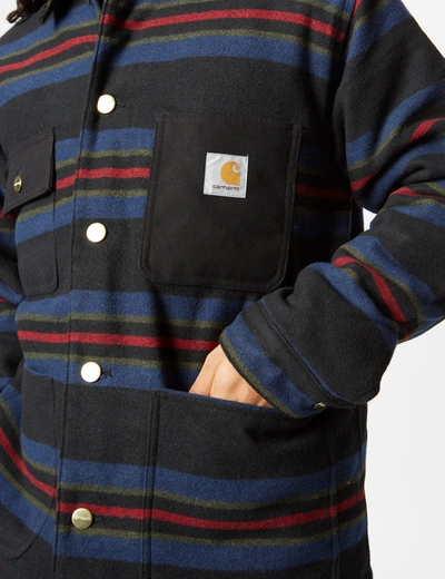 Shop Carhartt -wip Oregon Over Shirt (starco Stripe) In Black