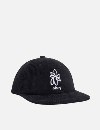 Shop Obey Flower 6-panel Strapback Cap In Black