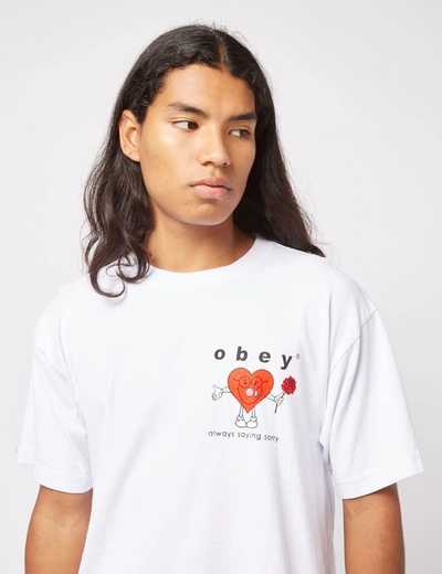 Shop Obey Always Saying Sorry T-shirt In White