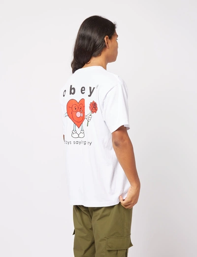 Shop Obey Always Saying Sorry T-shirt In White