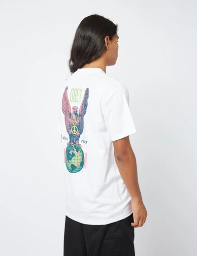 Shop Obey Peace Eagle T-shirt In White