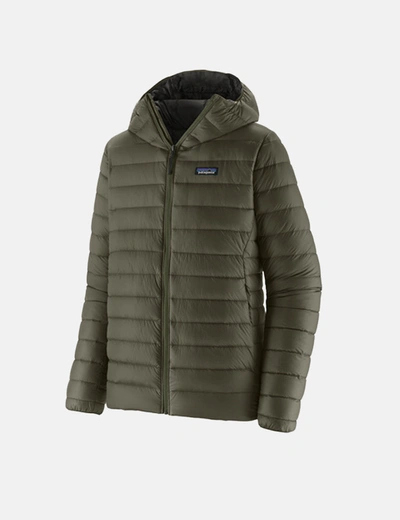 Shop Patagonia Down Sweater Hooded Jacket In Green