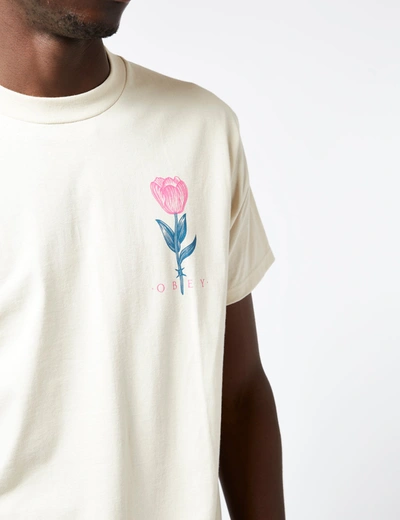 Shop Obey Barbwire Flower T-shirt In Beige