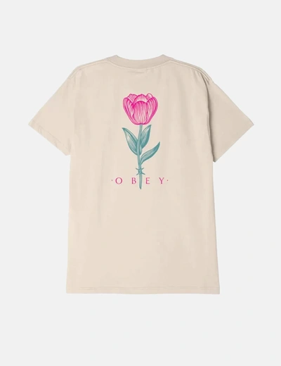 Shop Obey Barbwire Flower T-shirt In Beige
