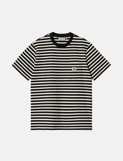 Shop Carhartt -wip Seidler Pocket T-shirt (seidler Stripe) In Grey