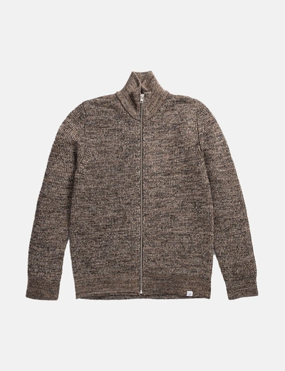 Shop Norse Projects Hagen Rib Full Zip Jacket (wool) In Brown