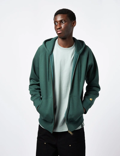 Shop Carhartt -wip Chase Hooded Zip Sweatshirt In Green