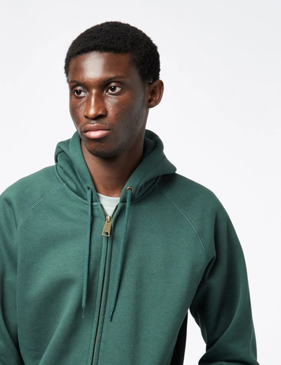 Shop Carhartt -wip Chase Hooded Zip Sweatshirt In Green