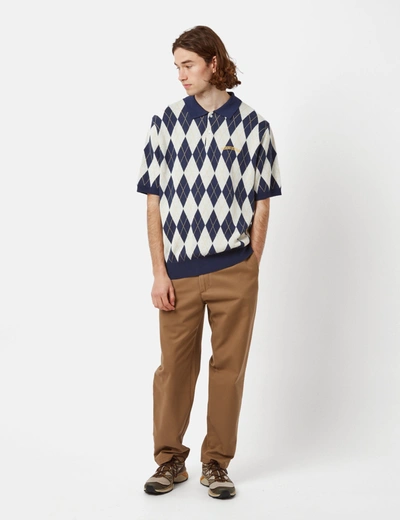 Shop Thisisneverthat Argyle Knitted Polo In Blue