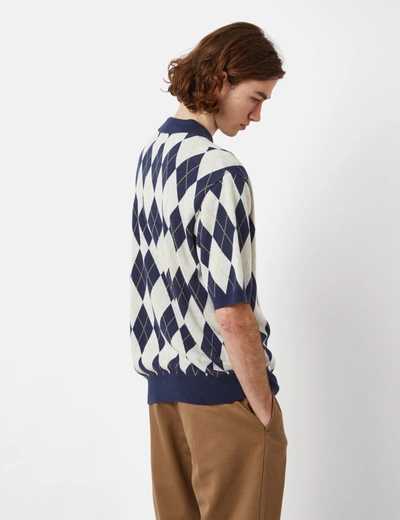 Shop Thisisneverthat Argyle Knitted Polo In Blue