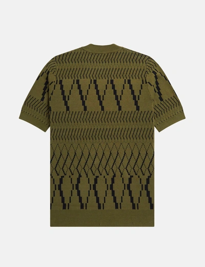 Shop Fred Perry Argyle Panel Knitted T-shirt In Green
