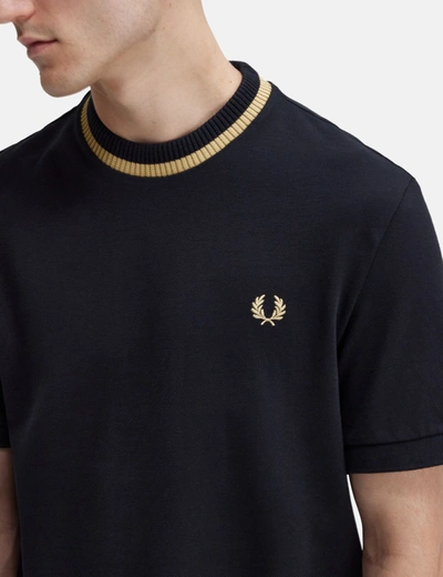 Shop Fred Perry Crew Neck Pique T-shirt In Black