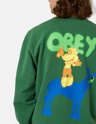 Shop Obey Donkey Premium Crew Sweatshirt In Green