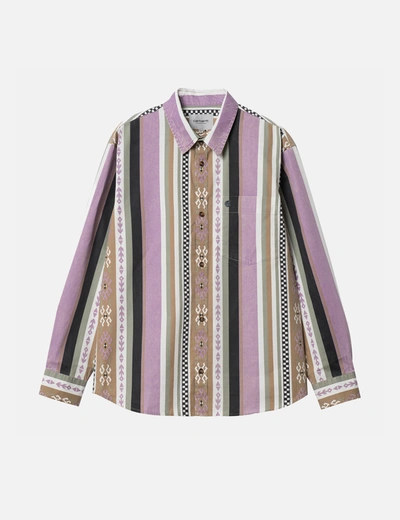 Shop Carhartt -wip Coba Stripe Shirt (loose) In Purple