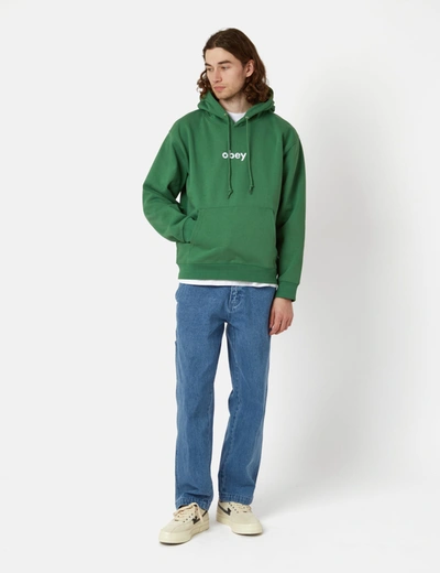 Shop Obey Lowercase Hooded Sweatshirt In Green