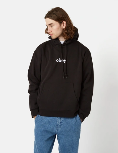 Shop Obey Lowercase Hooded Sweatshirt In Black