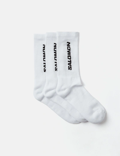 Shop Salomon Everyday Crew Socks (3-pack) In White