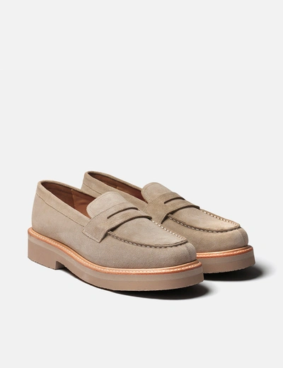 Shop Grenson Peter Loafer (suede Leather) In Brown