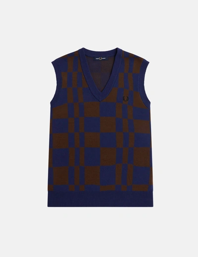Shop Fred Perry Chequerboard Vest In Blue