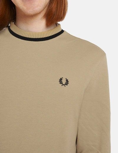 Shop Fred Perry Crew Neck Pique Long Sleeve T-shirt In Yellow