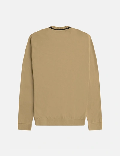 Shop Fred Perry Crew Neck Pique Long Sleeve T-shirt In Yellow