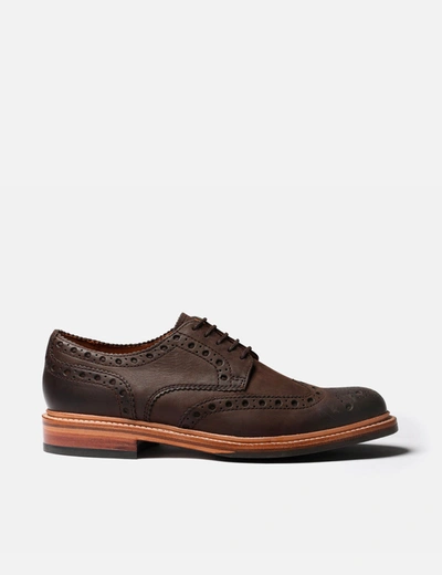 Shop Grenson Archie Brogue (nubuck Leather) In Brown