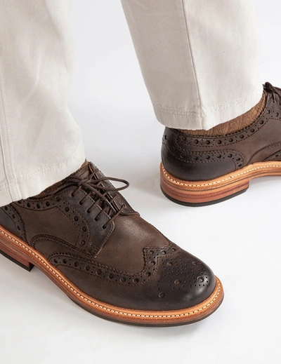 Shop Grenson Archie Brogue (nubuck Leather) In Brown