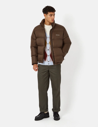 Shop Thisisneverthat Pertex T Down Jacket In Brown
