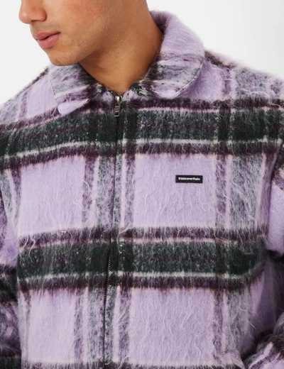 Shop Thisisneverthat Brushed Check Zip Jacket In Purple