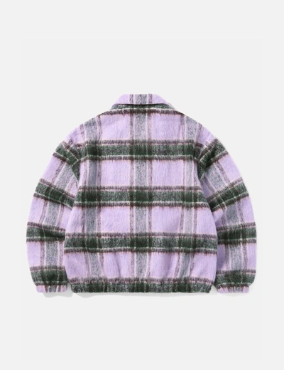Shop Thisisneverthat Brushed Check Zip Jacket In Purple
