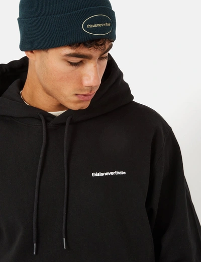 Shop Thisisneverthat Basic T-logo Hooded Sweatshirt In Black