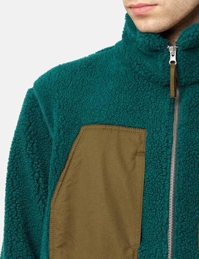Shop Bhode Sherpa Zip Fleece Jacket In Green