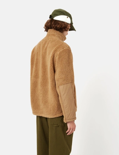 Shop Bhode Sherpa Zip Fleece Jacket In Brown
