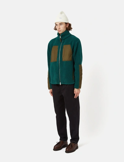 Shop Bhode Sherpa Zip Fleece Jacket In Green